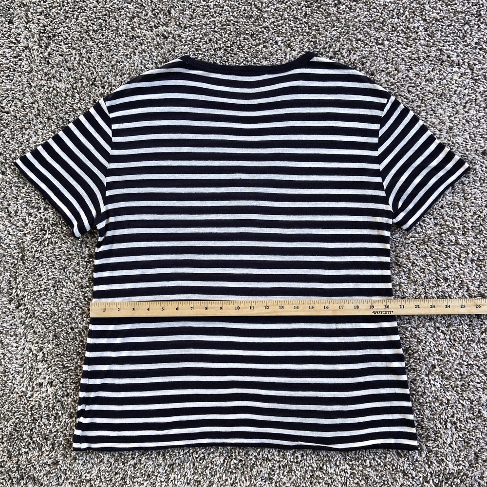 T Alexander Wang Striped Tee Shirt Womens M White Navy Linen Blend Short Sleeve View 6